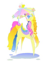 Size: 1024x1448 | Tagged: artist:kicked-in-teeth, derpibooru import, g1, rainbow curl pony, ringlet (g1 rainbow curl), safe, solo, umbrella