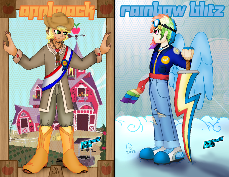 Size: 1650x1275 | Tagged: applejack, applejack (male), artist:shadow-aspect, big bang (k-pop), daesung, derpibooru import, fantastic baby, human, humanized, k-pop, rainbow blitz, rainbow dash, rule 63, safe, t.o.p.