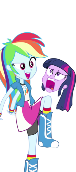 Size: 3484x7844 | Tagged: safe, artist:php50, derpibooru import, edit, rainbow dash, twilight sparkle, equestria girls, equestria girls (movie), chapteh, disembodied head, egghead, exploitable meme, football, jianzi, meme, shuttlecock, simple background, sports, transparent background, twiscream, vector, wat