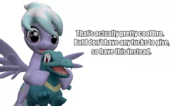 Size: 960x600 | Tagged: 3d, artist:pinkie diane roosevelt phd, caption, cloudchaser, derpibooru import, dexterous hooves, gmod, image macro, nintendo, pokémon, reaction image, safe, text, totodile, vulgar