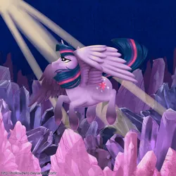 Size: 874x874 | Tagged: safe, artist:hollowzero, derpibooru import, twilight sparkle, twilight sparkle (alicorn), alicorn, pony, cave, solo