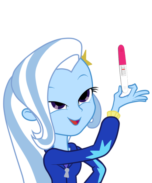 Size: 750x900 | Tagged: safe, artist:kressio, derpibooru import, edit, trixie, equestria girls, equestria girls (movie), exploitable meme, look what trixie found, meme, pregnancy test, simple background, solo, transparent background