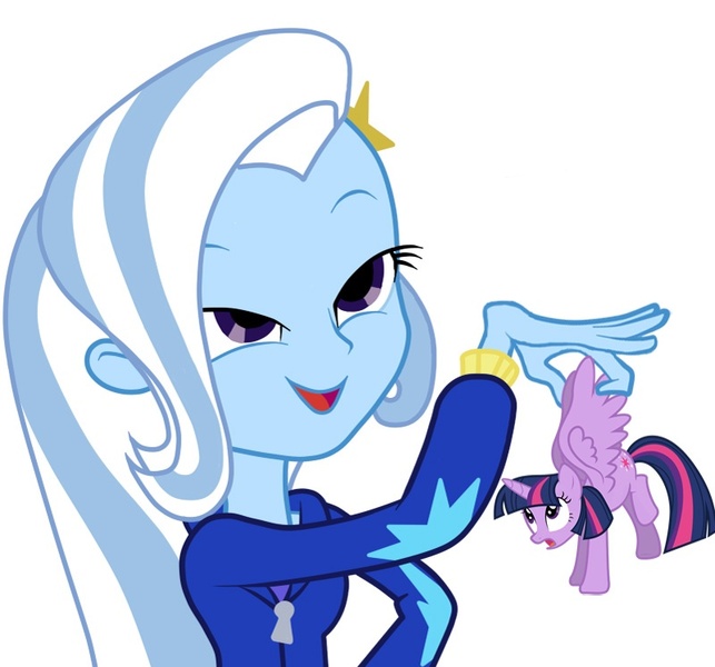 Size: 800x746 | Tagged: safe, derpibooru import, trixie, twilight sparkle, twilight sparkle (alicorn), alicorn, equestria girls, equestria girls (movie), exploitable meme, implied vore, look what trixie found, meme, solo