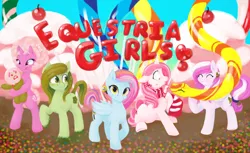 Size: 1024x626 | Tagged: artist:balderdash999, california gurls, candy, derpibooru import, equestria girls (song), food, hilarious in hindsight, katy perry, oc, oc:candy cane, oc:dolly, oc:snow crystal, safe, song reference, unofficial characters only