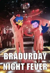 Size: 440x641 | Tagged: safe, derpibooru import, flash sentry, twilight sparkle, equestria girls, equestria girls (movie), brad, disco, exploitable meme, flash sentry savior of the universe, meme, saturday night fever, waifu thief