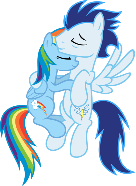 Size: 1009x1373 | Tagged: safe, artist:madzik0107, derpibooru import, rainbow dash, soarin', eyes closed, female, hug, male, shipping, smiling, soarindash, straight