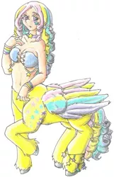 Size: 321x500 | Tagged: artist:shadesofrain, belly button, centaur, derpibooru import, g1, pegataur, rainbow curl pony, ringlet (g1 rainbow curl), safe, solo, traditional art