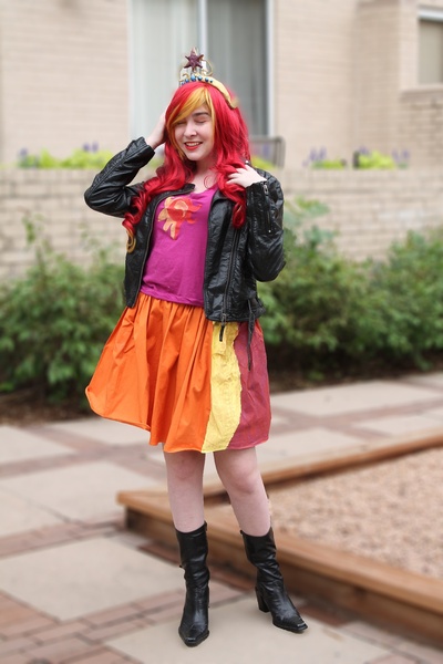 Size: 1280x1920 | Tagged: source needed, safe, artist:lochlan o'neil, derpibooru import, sunset shimmer, human, equestria girls, big crown thingy, clothes, cosplay, costume, element of magic, irl, irl human, jewelry, photo, regalia, solo