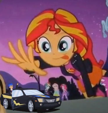 Size: 371x386 | Tagged: safe, derpibooru import, edit, edited screencap, screencap, flash sentry, sunset shimmer, equestria girls, equestria girls (movie), car, cropped, exploitable meme, flash sentry's car, meme, micro, solo focus, sunset shimmer reaching for things, tongue out