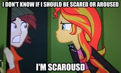 Size: 625x380 | Tagged: suggestive, derpibooru import, edit, edited screencap, screencap, normal norman, sunset shimmer, equestria girls, equestria girls (movie), background human, caption, futurama, image macro, meme, text