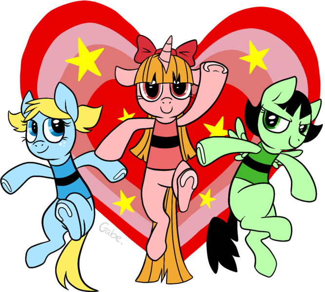 Size: 1280x1152 | Tagged: safe, artist:deerspit, derpibooru import, ponified, pony, blossom (powerpuff girls), bubbles (powerpuff girls), buttercup (powerpuff girls), the powerpuff girls