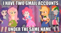 Size: 631x344 | Tagged: safe, derpibooru import, applejack, fluttershy, pinkie pie, rainbow dash, rarity, equestria girls, equestria girls (movie), caption, faic, image macro, meme, pinkie has a crazy idea, roflbot, text