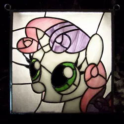 Size: 1900x1900 | Tagged: artist:fetchbeer, derpibooru import, irl, photo, photo sweetie belle, safe, stained glass, stained glass (irl)