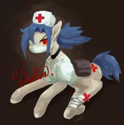 Size: 1954x1972 | Tagged: safe, derpibooru import, ponified, pony, bandage, nurse, skullgirls, solo, valentine (skullgirls)