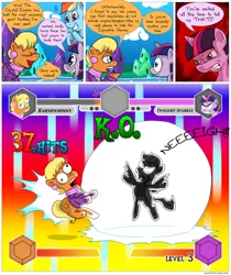 Size: 850x1012 | Tagged: safe, artist:fadri, derpibooru import, ms. harshwhinny, rainbow dash, twilight sparkle, twilight sparkle (alicorn), alicorn, pony, comic:and that's how equestria was made, fighting is magic, and that's how equestria was made, fatality, female, mare