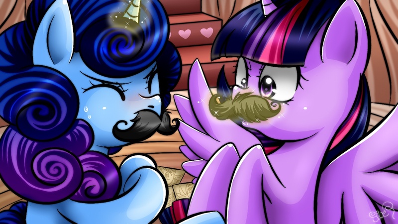 Size: 1366x768 | Tagged: safe, artist:princesssilverglow, derpibooru import, twilight sparkle, twilight sparkle (alicorn), oc, alicorn, pony, facial hair, female, mare, moustache