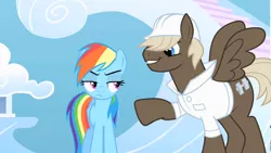 Size: 1280x720 | Tagged: annoyed, billy, bully, bullying, derpibooru import, dumbbell, rainbow dash, safe, screencap, sonic rainboom (episode)