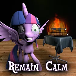 Size: 485x485 | Tagged: safe, artist:chaotrix, derpibooru import, twilight sparkle, twilight sparkle (alicorn), alicorn, pony, 3d, burning, female, insanity, mare, monocle, source filmmaker, xbox one