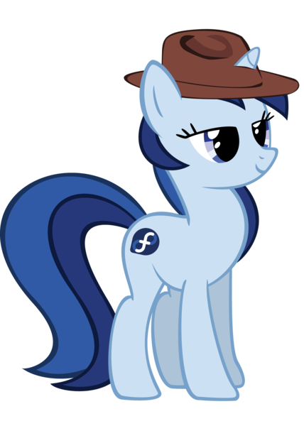 Size: 4999x7000 | Tagged: safe, artist:zee66, derpibooru import, ponified, pony, absurd resolution, fedora, fedora (os), hat, linux, recolor, simple background, solo, transparent background, vector