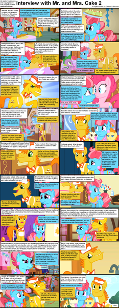 Size: 1282x3304 | Tagged: caption, carrot cake, comic, comic:celestia's servant interview, cup cake, derpibooru import, interview, pinkie pie, pound cake, pumpkin cake, safe, spike