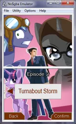 Size: 286x465 | Tagged: ace attorney, crossover, derpibooru import, no$gba, oc, oc:cruise control, oc:sonata, phoenix wright, safe, turnabout storm, twilight sparkle