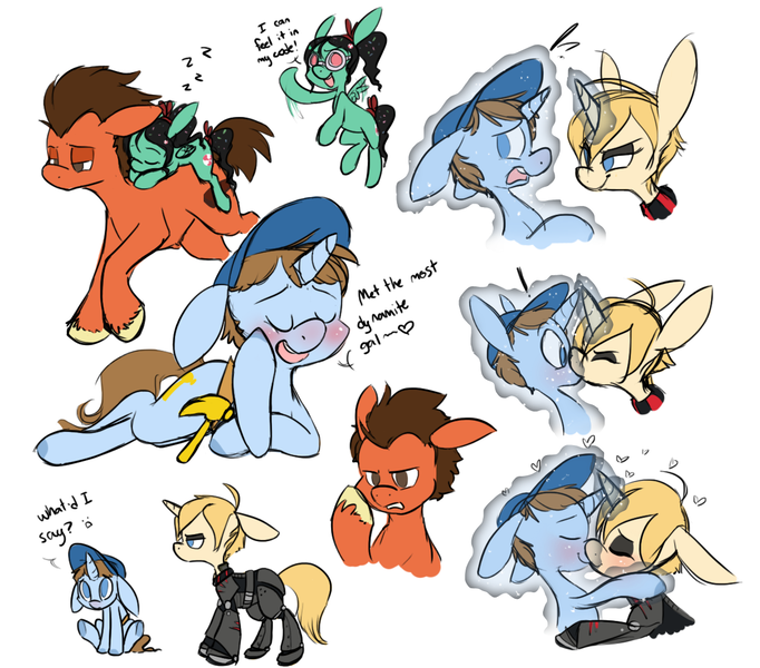 Size: 1228x1080 | Tagged: safe, artist:batlover800, derpibooru import, ponified, pony, calhoun, fix-it felix jr., hero's cuties, hero's duty, kissing, magic, shipping, sugar rush, vanellope von schweetz, wreck-it ralph