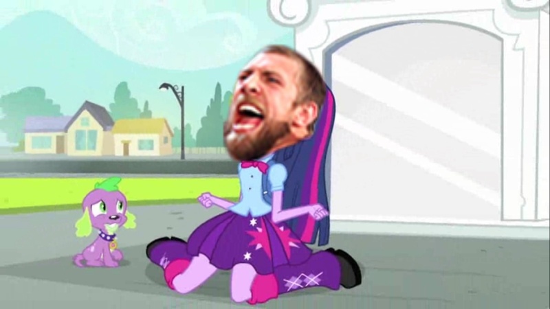 Size: 1366x768 | Tagged: safe, derpibooru import, edit, edited screencap, screencap, spike, twilight sparkle, dog, equestria girls, equestria girls (movie), daniel bryan, duo, exploitable meme, meme, spike the dog, twiscream, wwe