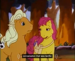 Size: 438x360 | Tagged: ace, bon bon (g1), caption, derpibooru import, edit, edited screencap, g1, meme, my little pony tales, safe, screencap, the great lemonade stand wars, youtube caption