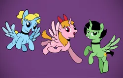 Size: 1932x1234 | Tagged: safe, artist:reitanna-seishin, derpibooru import, ponified, pony, blossom (powerpuff girls), bubbles (powerpuff girls), buttercup (powerpuff girls), the powerpuff girls