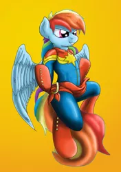 Size: 600x853 | Tagged: safe, artist:xnosidex, derpibooru import, rainbow dash, ponified, pony, semi-anthro, avengers, captain marvel (marvel), crossover, solo