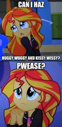 Size: 541x1099 | Tagged: safe, derpibooru import, edit, screencap, sunset shimmer, equestria girls, equestria girls (movie), baby talk, begging, bronybait, caption, cute, frown, image macro, open mouth, sad, shimmerbetes, text