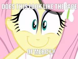 Size: 960x720 | Tagged: safe, derpibooru import, fluttershy, equestria girls, equestria girls (movie), caption, close-up, face of mercy, happyshy, image macro, solo, text