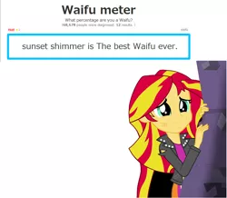 Size: 904x790 | Tagged: safe, derpibooru import, sunset shimmer, equestria girls, equestria girls (movie), meme, solo, text, waifu, waifu meter