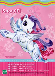 Size: 577x800 | Tagged: safe, derpibooru import, snow'el, pegasus, pony, back card, g3, snow'el ii, text, toy