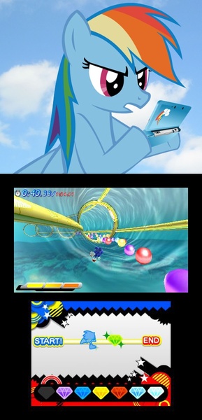 Size: 464x962 | Tagged: 3ds, artist:lightdegel, crossover, derpibooru import, gamerdash, rainbow dash, safe, sonic generations, sonic the hedgehog, sonic the hedgehog (series)