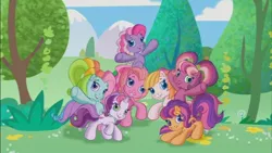 Size: 853x480 | Tagged: cheerilee (g3), core seven, derpibooru import, g3, g3.5, pinkie pie (g3), rainbow dash (g3), safe, scootaloo (g3), screencap, starsong, sweetie belle (g3), toola roola