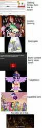 Size: 629x1920 | Tagged: source needed, safe, derpibooru import, derpy hooves, twilight sparkle, twilight sparkle (alicorn), alicorn, equestria girls, 4chan, hasbro, lauren faust, meta, text, the matrix, youtube