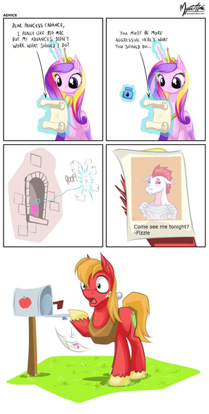 Size: 1100x2178 | Tagged: safe, derpibooru import, edit, big macintosh, fizzle, princess cadance, dragon, earth pony, pony, fizzletosh, fluttershy's letter, forced meme, gay, male, meme, stallion, teenaged dragon