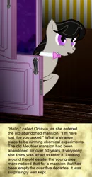 Size: 889x1706 | Tagged: safe, artist:fatponysketches, author:aharon l'anglais, derpibooru import, part of a set, octavia melody, trixie, comic, meurtrier manor, part of a series