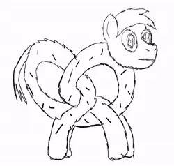 Size: 647x617 | Tagged: safe, derpibooru import, oc, ponified, unofficial characters only, food pony, original species, pony, :|, food, monochrome, nightmare fuel, pretzel, sketch, solo, wat