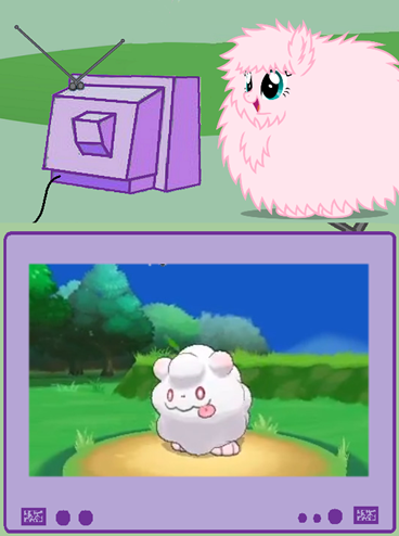 Size: 368x494 | Tagged: cotton candy, derpibooru import, exploitable meme, fluffy, food, meme, obligatory pony, oc, oc:fluffle puff, pokémon, pokémon x and y, safe, swirlix, tv meme