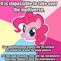 Size: 889x889 | Tagged: advice meme, burger, cheeseburger, combine, derpibooru import, exploitable meme, food, godzilla (series), half-life, hamburger, kaiju, meme, multiverse, pinkie pie, pinkie pie advice, safe, wrong universe