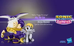 Size: 1920x1200 | Tagged: safe, artist:fuzon-s, artist:hashbro, derpibooru import, derpy hooves, pegasus, pony, big the cat, crossover, female, mare, sonic the hedgehog (series), wallpaper
