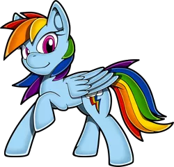 Size: 2500x2399 | Tagged: artist:fuzon-s, derpibooru import, looking at you, rainbow dash, raised hoof, raised leg, safe, simple background, solo, sonic channel, sonic the hedgehog (series), style emulation, transparent background, vector, windswept mane, yuji uekawa style