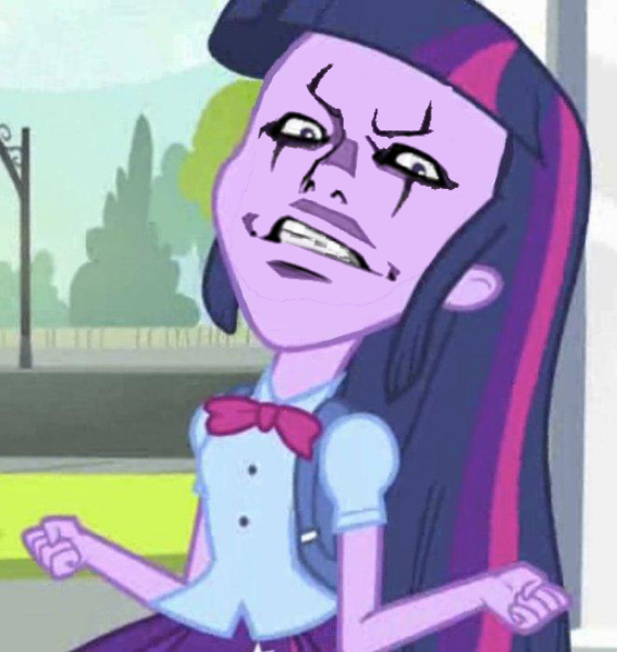 Size: 567x600 | Tagged: safe, derpibooru import, edit, edited screencap, screencap, twilight sparkle, equestria girls, equestria girls (movie), cropped, exploitable meme, face, king of fighters, krizalid, meme, snk, solo, twiscream