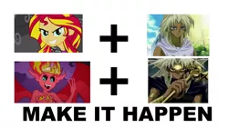 Size: 1280x720 | Tagged: safe, derpibooru import, sunset shimmer, equestria girls, equestria girls (movie), exploitable meme, make it happen, malik blishtar, marik ishtar, melvin, meme, meta, sunset satan, yami marik, yu-gi-oh!, yugioh abridged