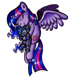 Size: 1447x1592 | Tagged: safe, artist:darkone10, derpibooru import, nightmare moon, twilight sparkle, twilight sparkle (alicorn), alicorn, pony, cute, female, filly, mare, nightmare woon