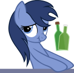 Size: 150x149 | Tagged: safe, artist:jokuc, derpibooru import, bottlecap (character), pony, background pony, blue, bottle, scrunchy face, simple background, solo, transparent background, vector