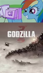 Size: 944x1608 | Tagged: derpibooru import, exploitable meme, godzilla, godzilla 2014, godzilla (series), kaiju, meme, obligatory pony, poster, rainbow dash, safe, tv meme