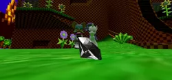 Size: 1280x600 | Tagged: 3d, artist:jayemeraldover9000x, chaos emerald, crossover, derpibooru import, gmod, green hill zone, rarity, rouge the bat, safe, sonic the hedgehog (series)